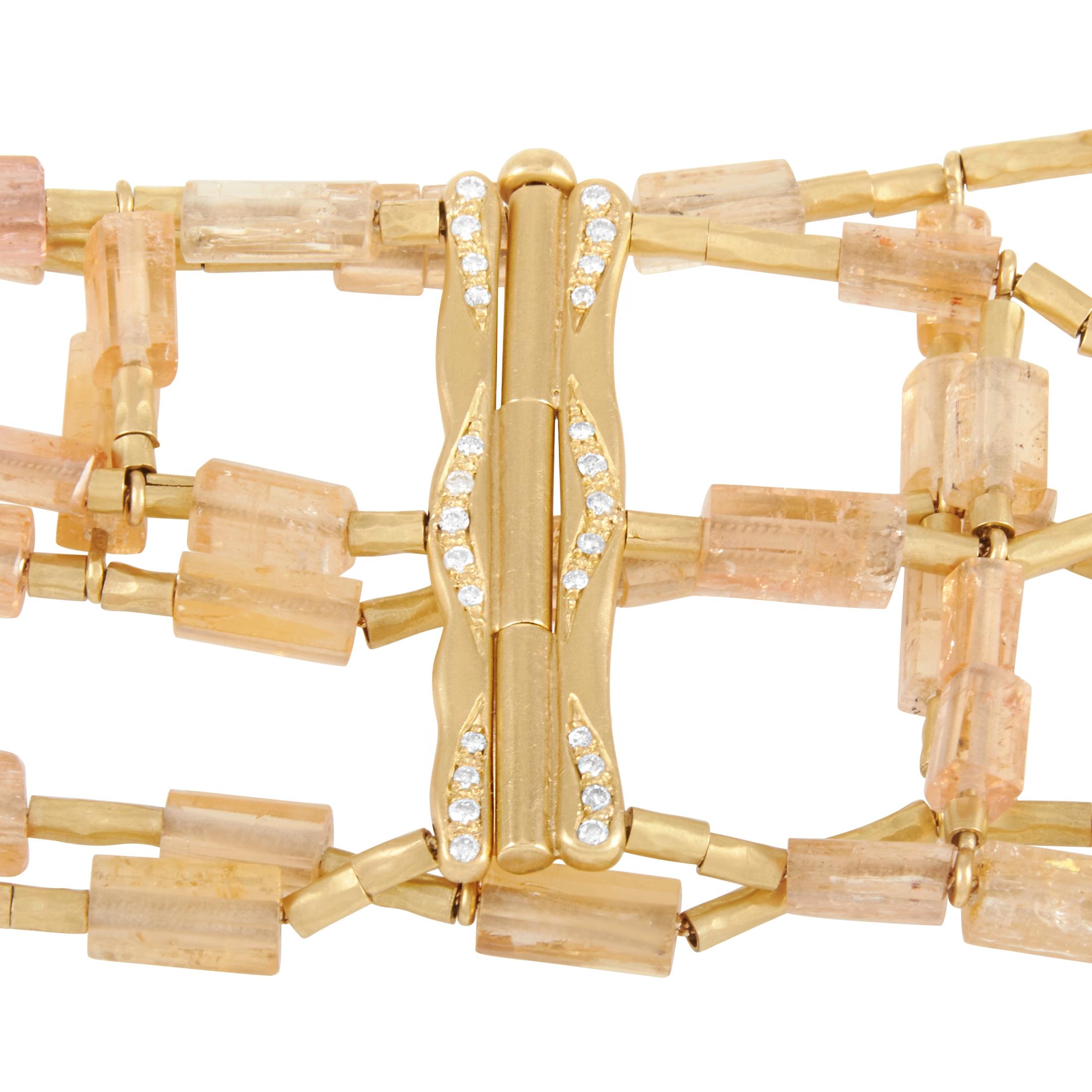 H. Stern 18 Karat Yellow Gold Diamond and Imperial Topaz Bracelet In Excellent Condition For Sale In Southampton, PA