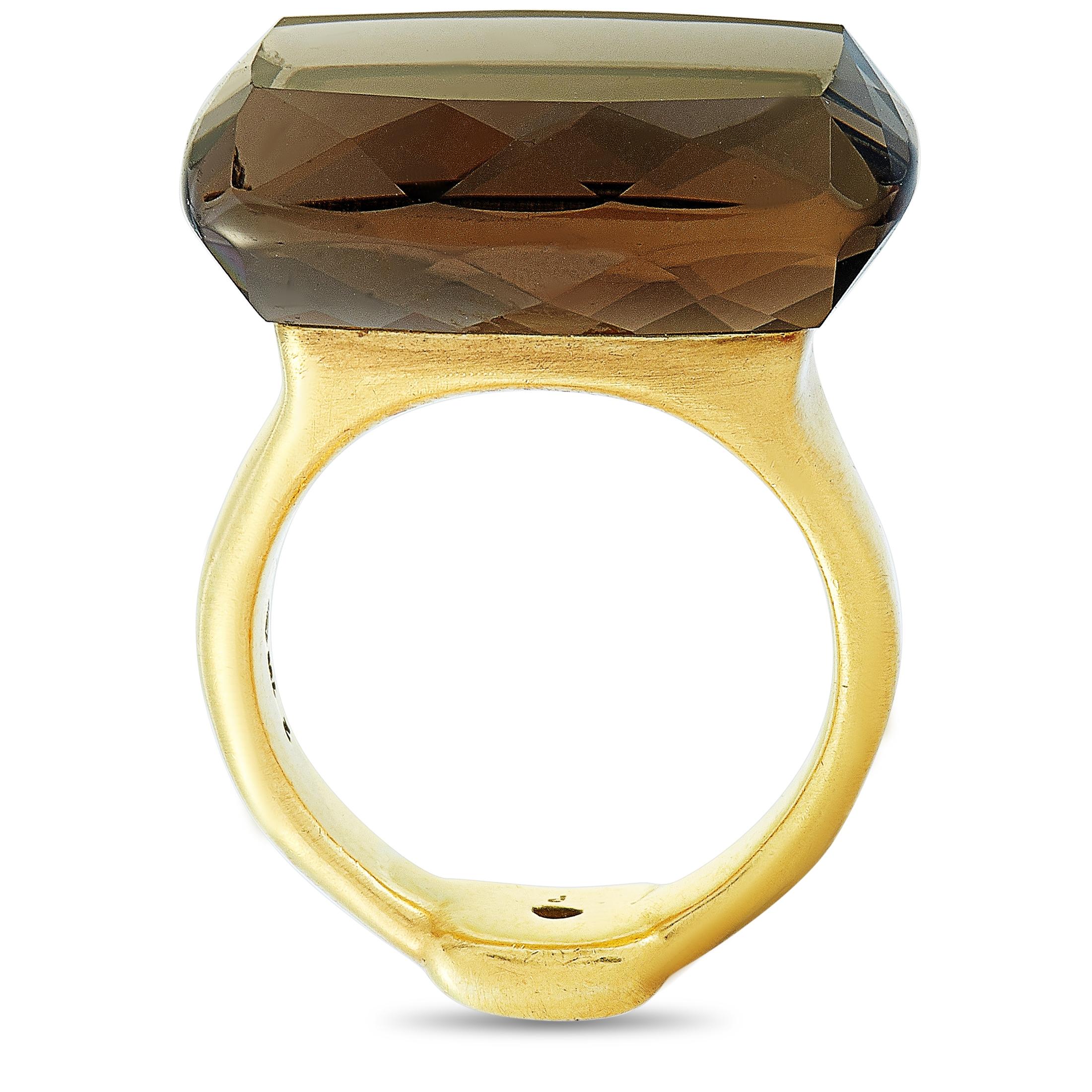 H. Stern 18 Karat Yellow Gold Diamond and Smoky Quartz Ring at 1stDibs