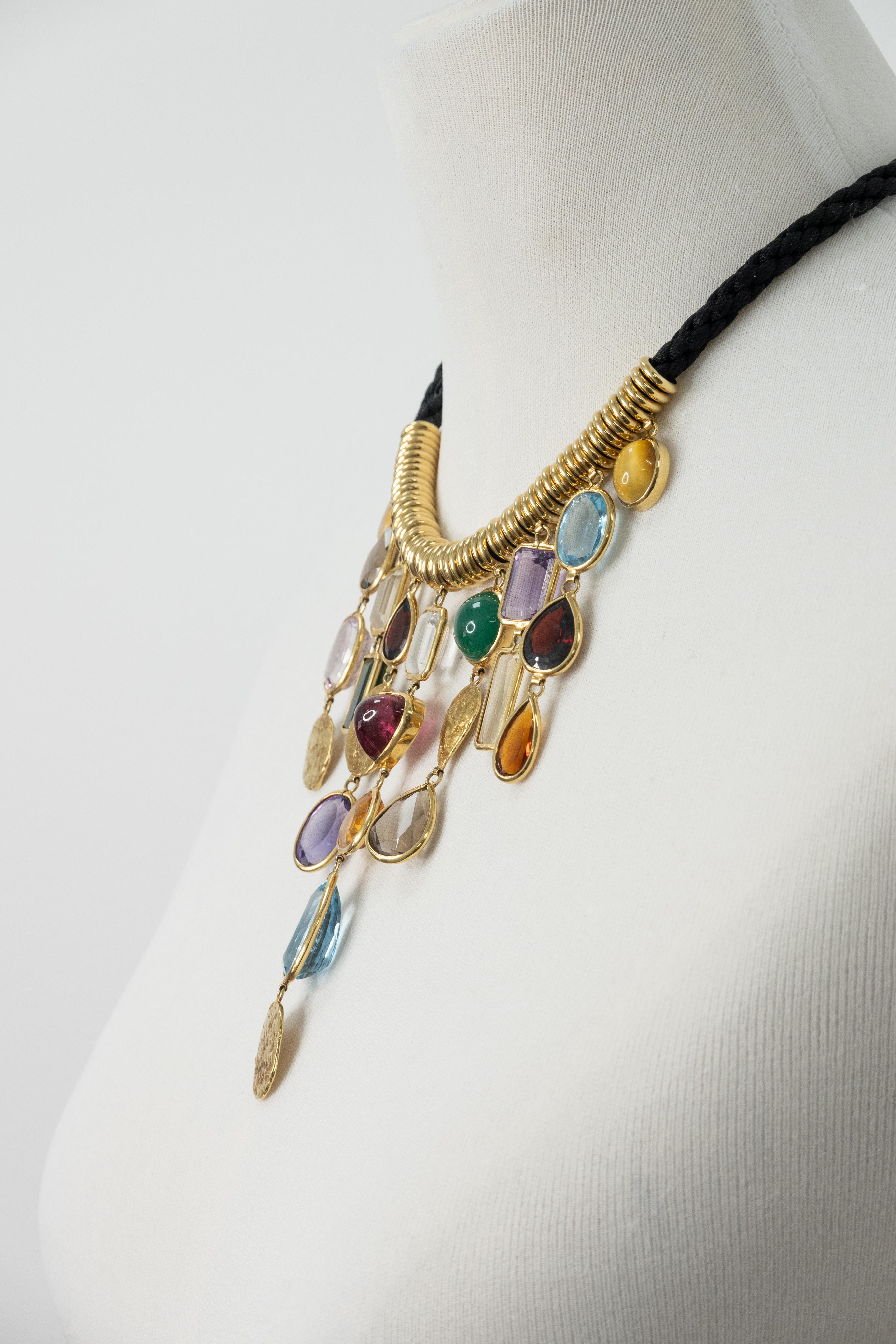 H. Stern Collier de pierres précieuses multicolores en or jaune 18K Unisexe en vente