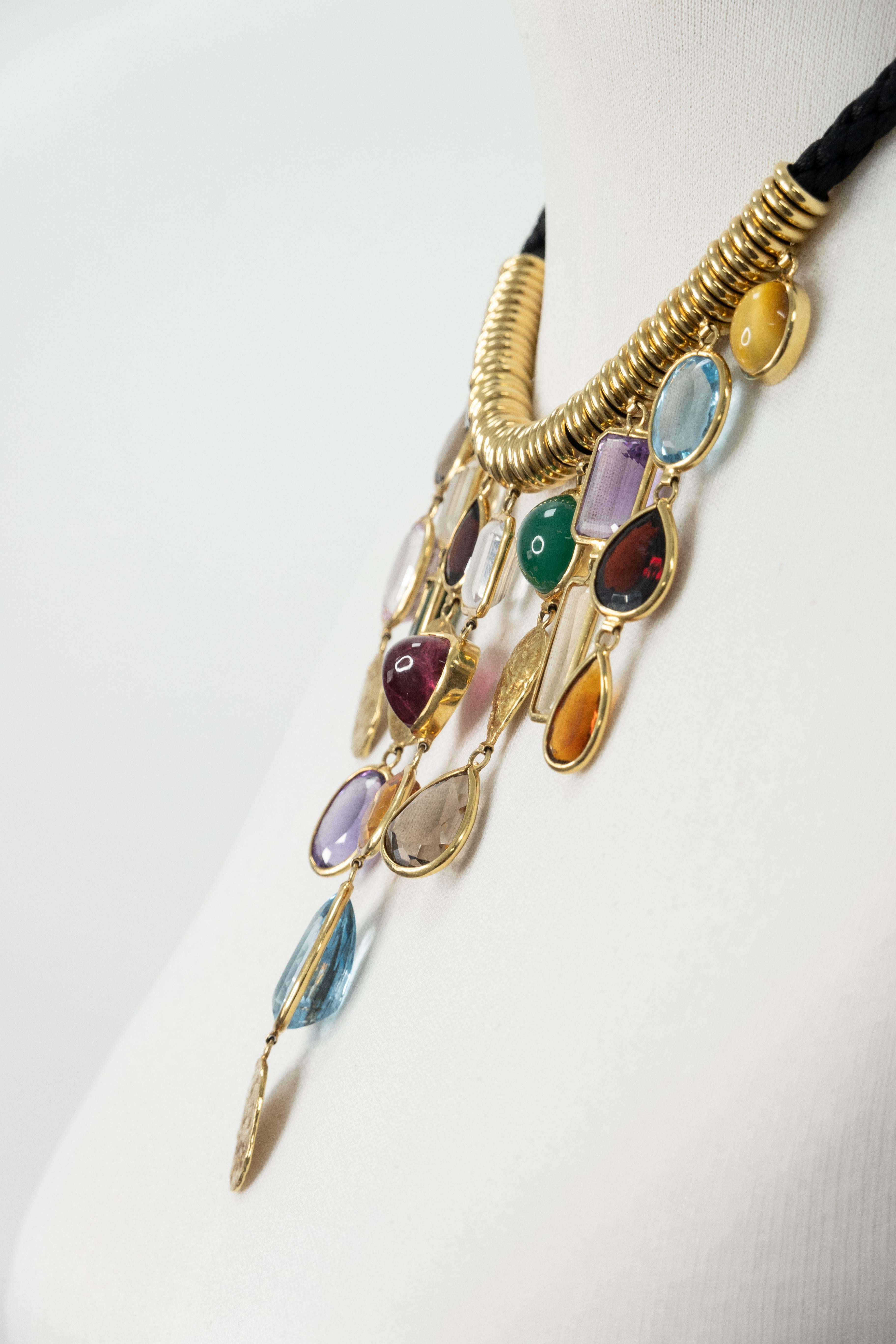 H. Stern Collier de pierres précieuses multicolores en or jaune 18K en vente 1