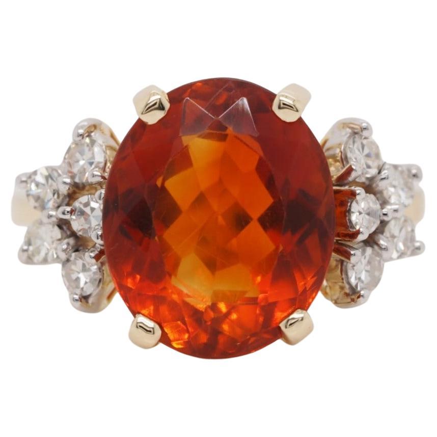 H. Stern 18K Yellow Gold Oval Citrine & 0.35 ct Round Diamond Ring  For Sale