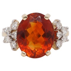 H. Stern Anello in oro giallo 18 carati con citrino ovale e diamante rotondo da 0,35 carati