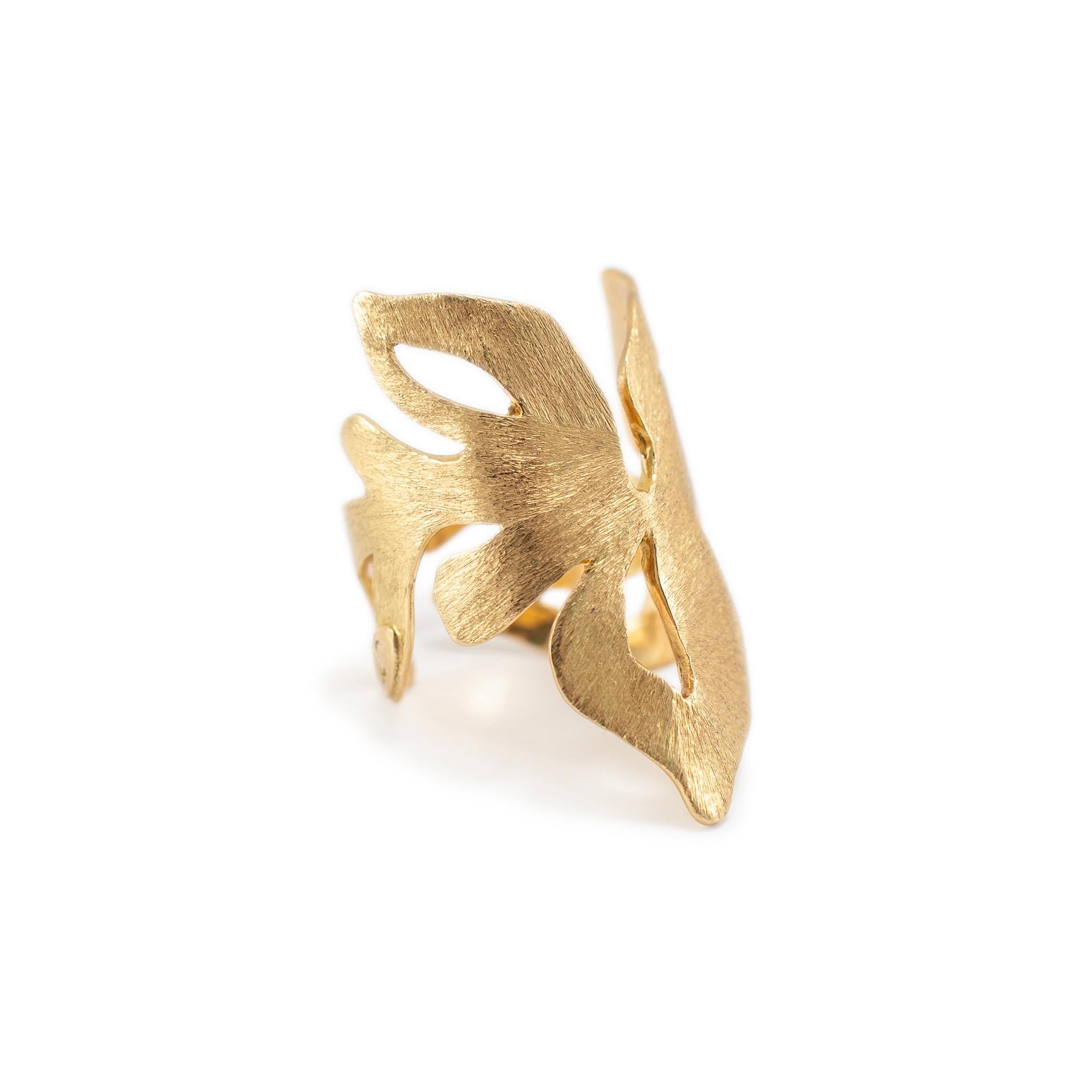 H. Stern 18 Karat Gelbgold Satin-Ring mit offenem Blattband Damen
