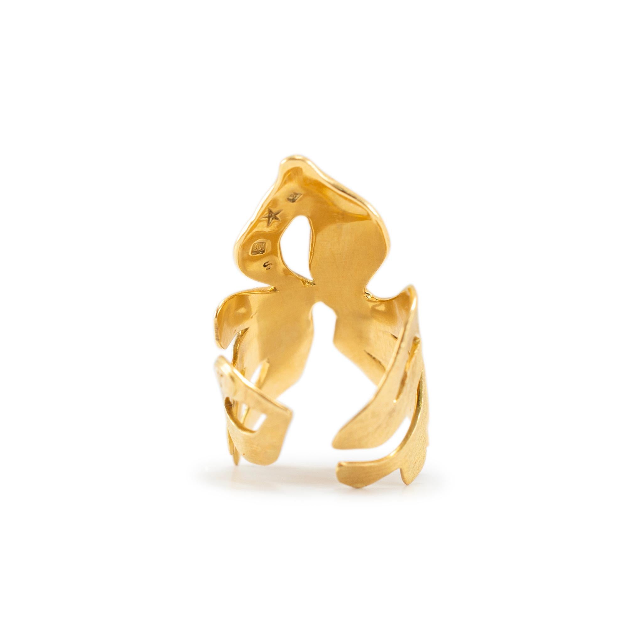 H. Stern 18 Karat Gelbgold Satin-Ring mit offenem Blattband 1