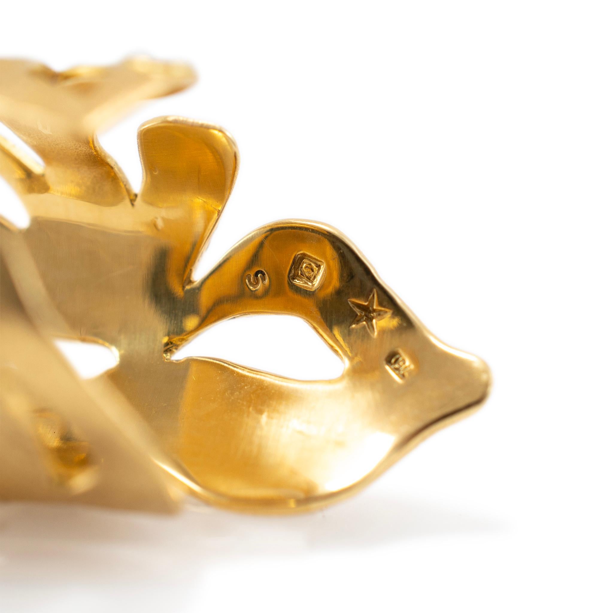 H. Stern 18 Karat Gelbgold Satin-Ring mit offenem Blattband 2