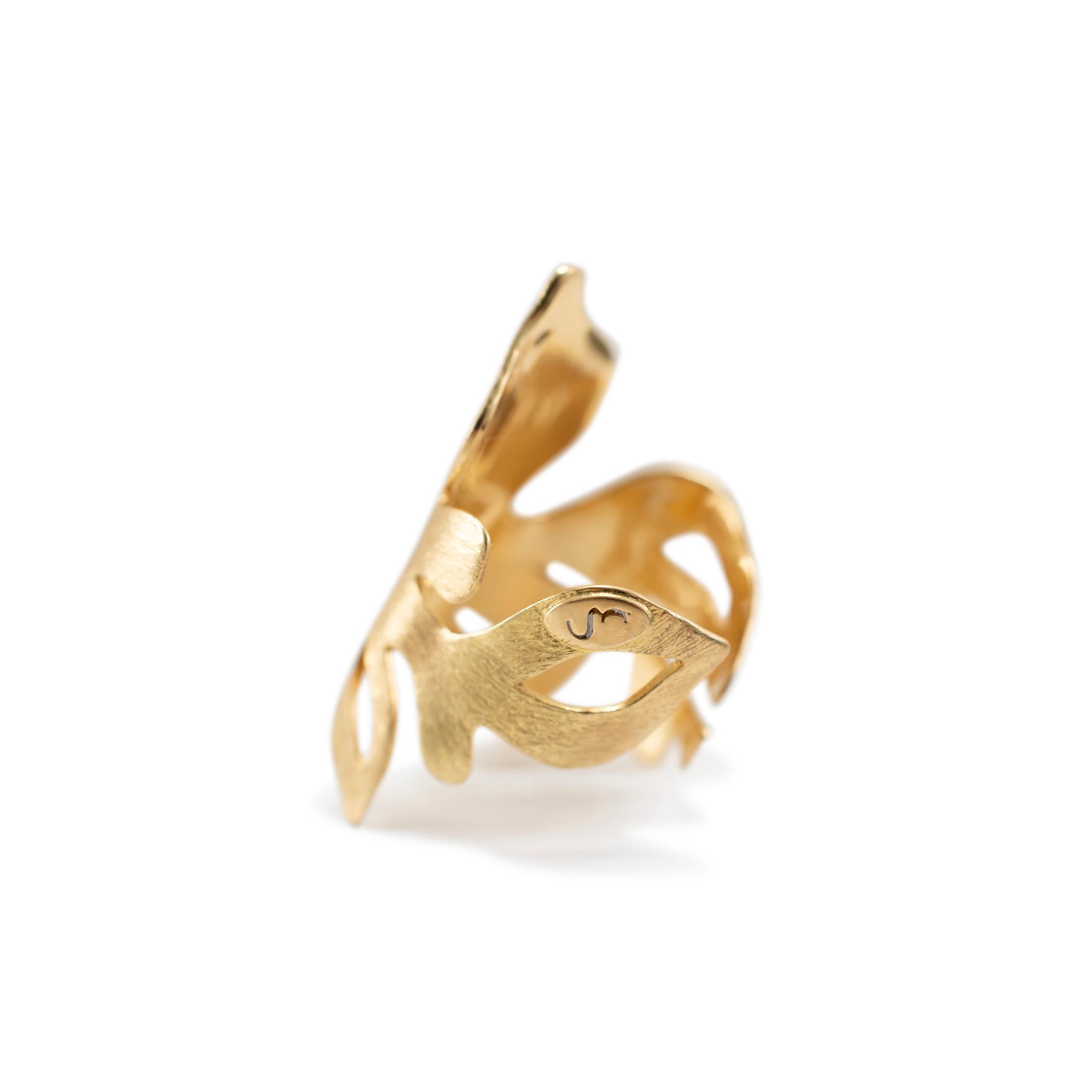 H. Stern 18 Karat Gelbgold Satin-Ring mit offenem Blattband 3