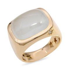 H Stern 18k Yellow Gold White Jadeite Dome Ring