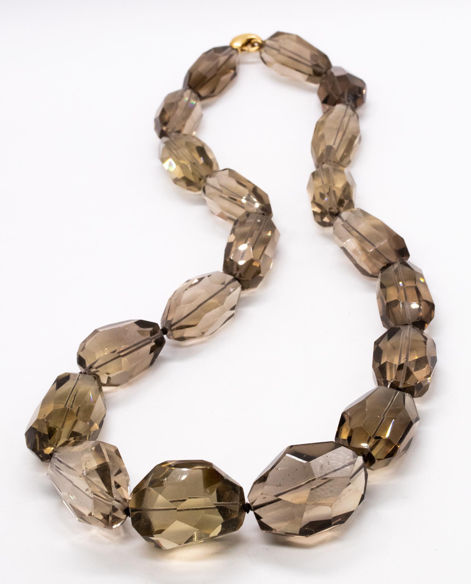 Bead H. Stern 18Kt Gold Massive Necklace with 2550 Ctw Faceted Greenish Smokey Quartz For Sale