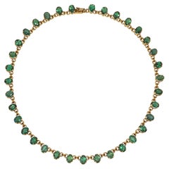 Retro H. Stern 1950s Gold and Green Tourmaline Rivière Style Necklace