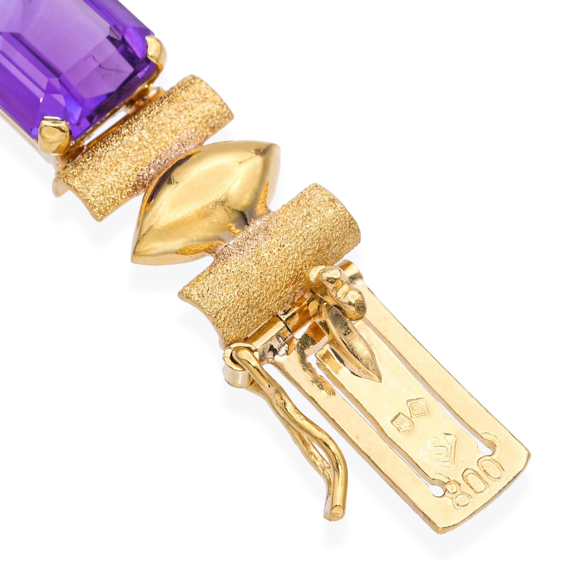 H. Stern 19k Yellow Gold Amethyst Link Bracelet en venta 1
