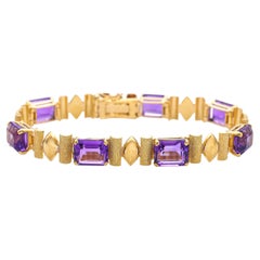 Vintage H. Stern 19k Yellow Gold Amethyst Link Bracelet