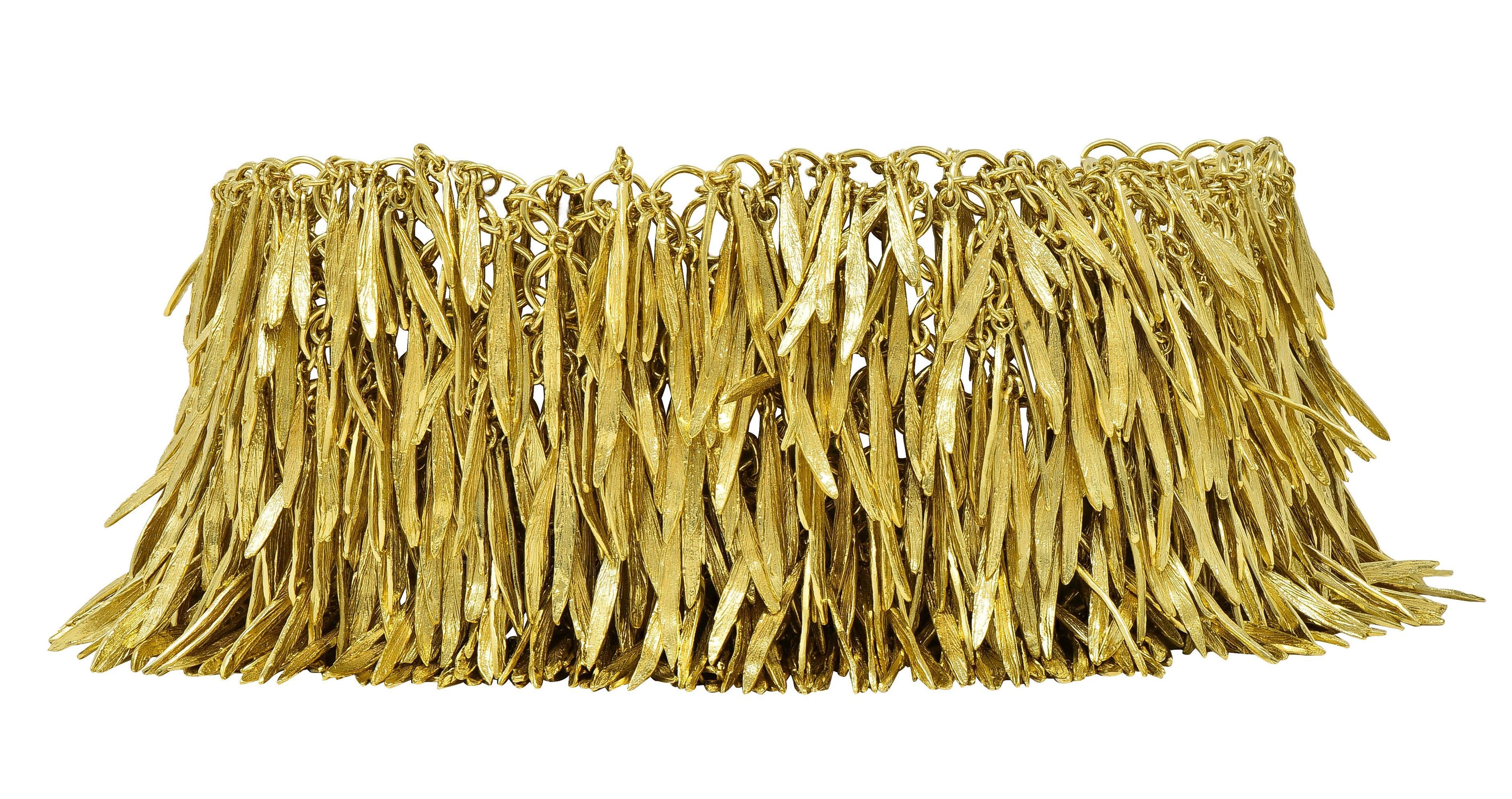 H. Stern 2000's 18 Karat Yellow Gold Brushed Feather Fringe Bracelet For Sale 4
