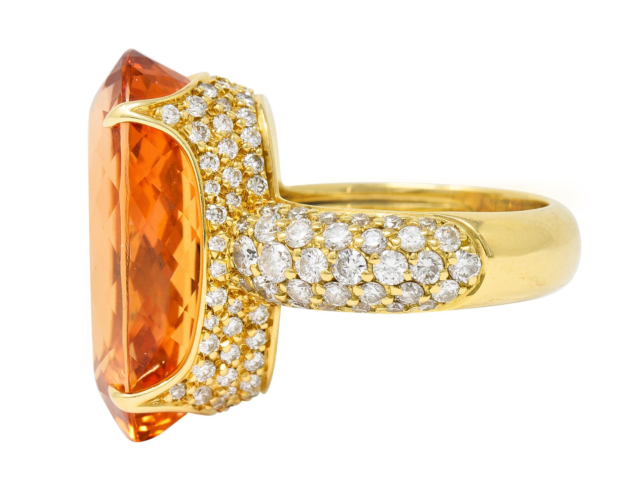 H. Stern 26.03 CTW Imperial Topaz Diamond 18 Karat Yellow Gold Cocktail Ring In Excellent Condition In Philadelphia, PA