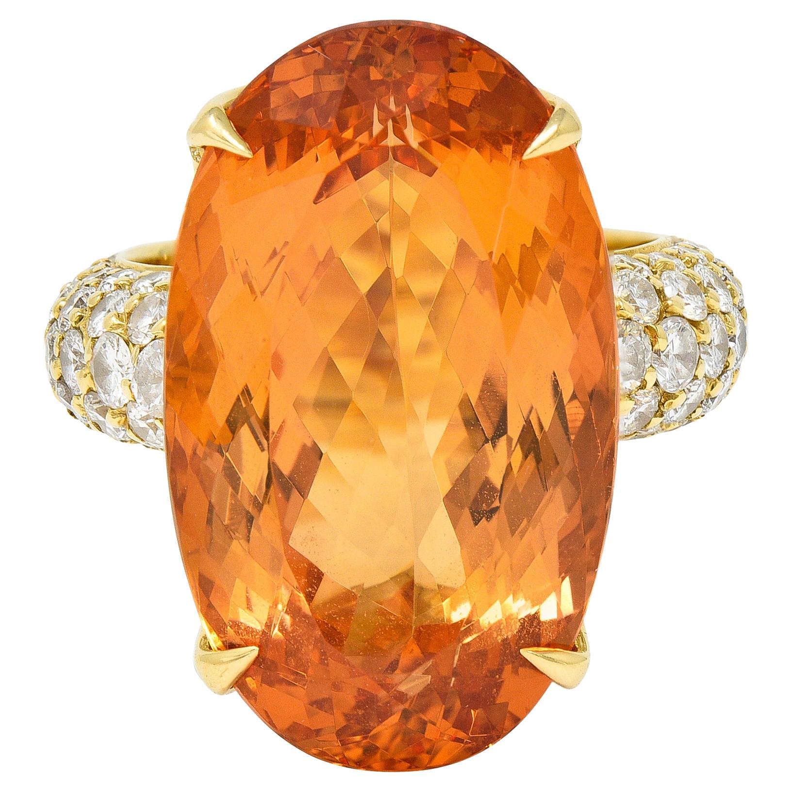 H. Stern 26.03 CTW Imperial Topaz Diamond 18 Karat Yellow Gold Cocktail Ring