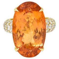 H. Stern 26.03 CTW Imperial Topaz Diamond 18 Karat Yellow Gold Cocktail Ring