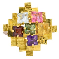 H. Stern 4.35 Carat Multi-Gem Citrine Peridot Aquamarine 18 Karat Cocktail Ring