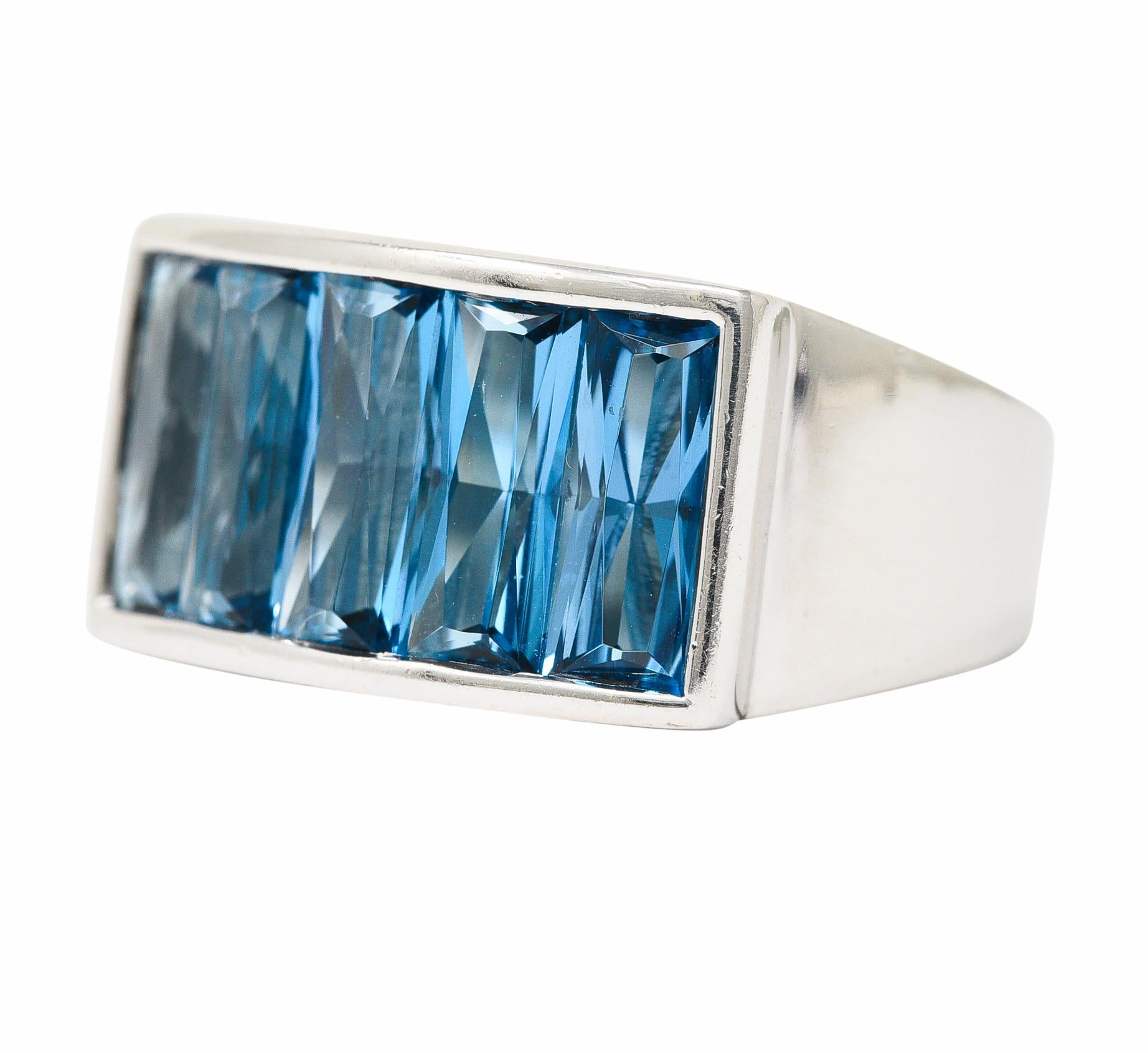 Women's or Men's H. Stern 5.00 Carats French Cut Topaz 18 Karat White Gold Channel Band Ring