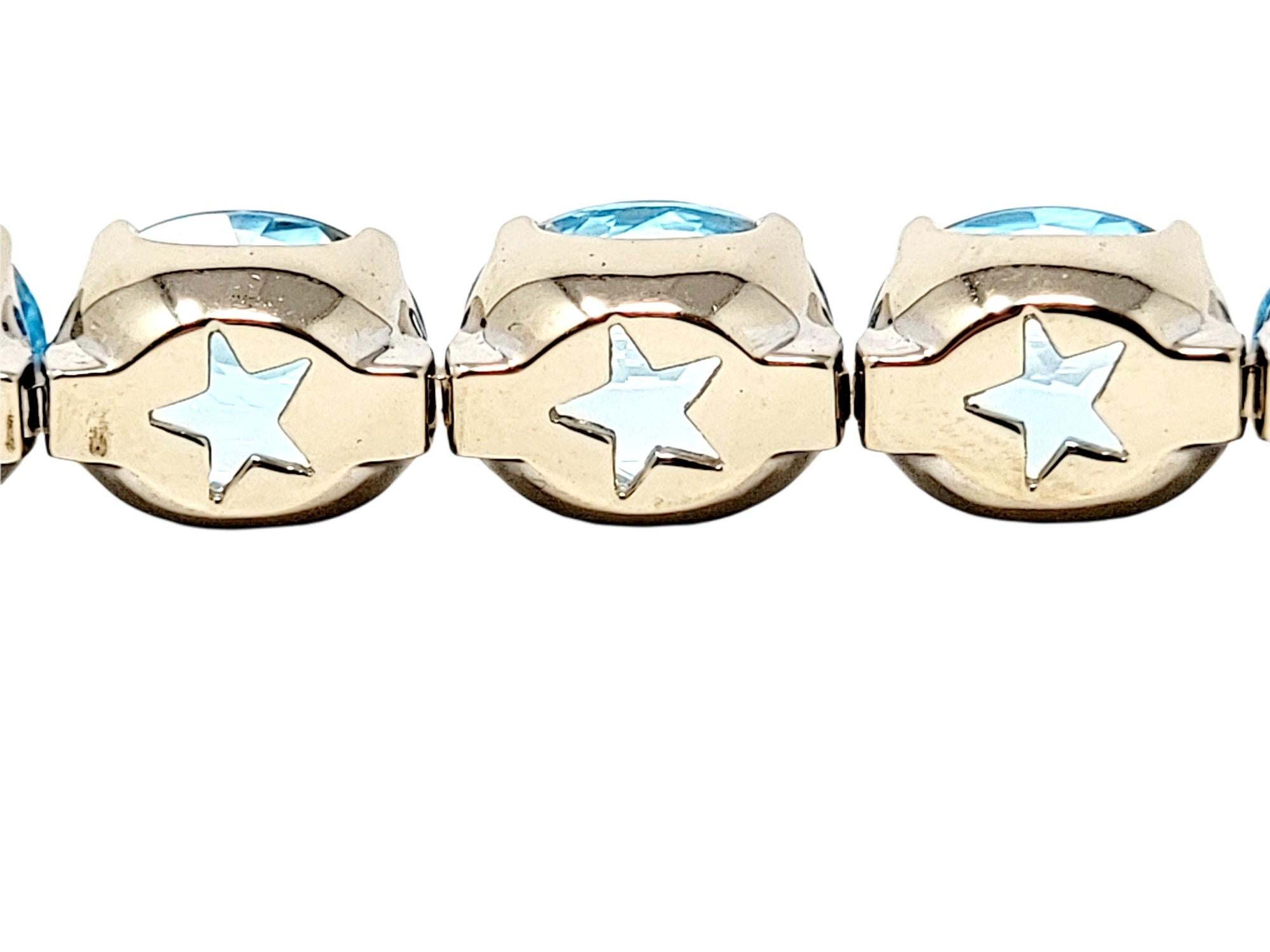 H. Stern 58.66 Carat Blue Topaz Line Bracelet with Diamond Star 18 Karat Gold For Sale 9