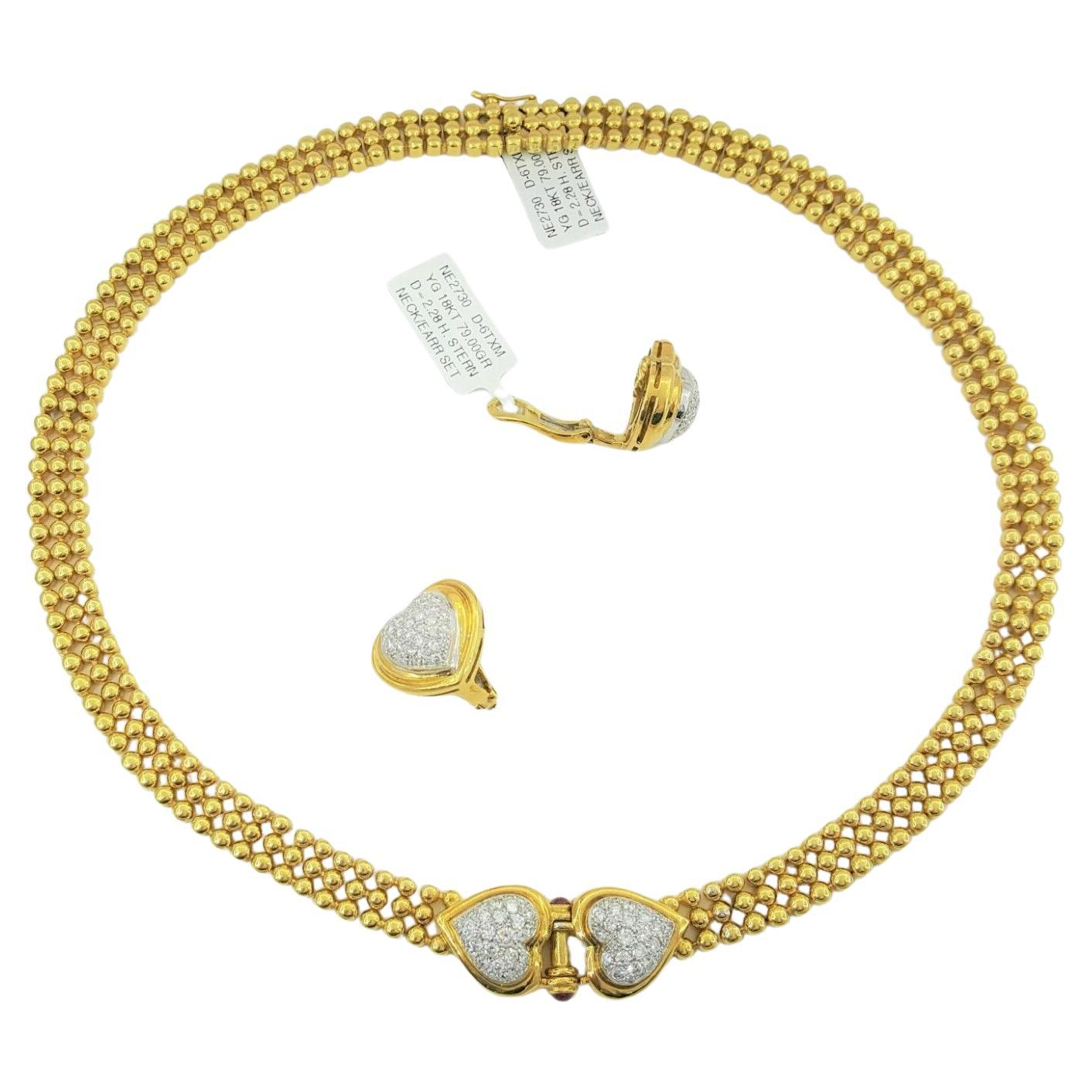 H Stern, collier et boucles d'oreilles en or jaune 18 carats 64 grammes
