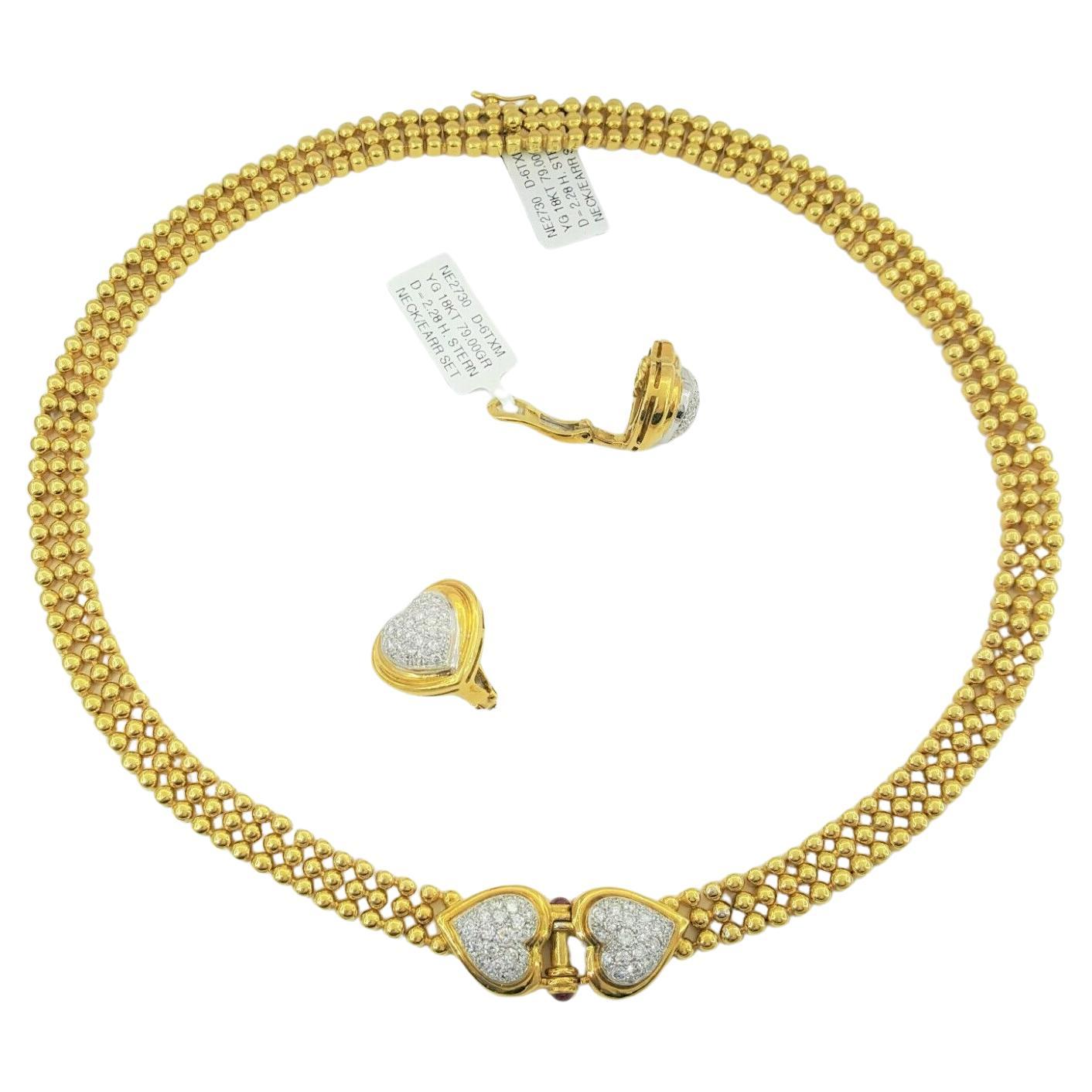H Stern 64 grams 18 carats yellow gold necklace and earrings