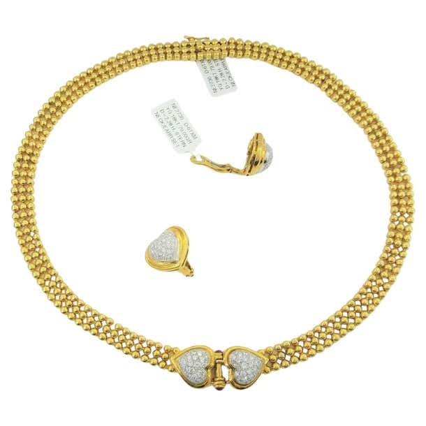 H Stern 64 grams 18 carats yellow gold necklace and earrings For Sale ...