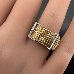 H. Stern Adjustable & Flexible 18k Gold Belt Ring w/ Diamonds Sz 8 or 6