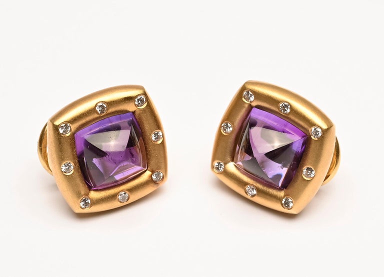 Contemporary H. Stern Amethyst and Diamond Earrings For Sale