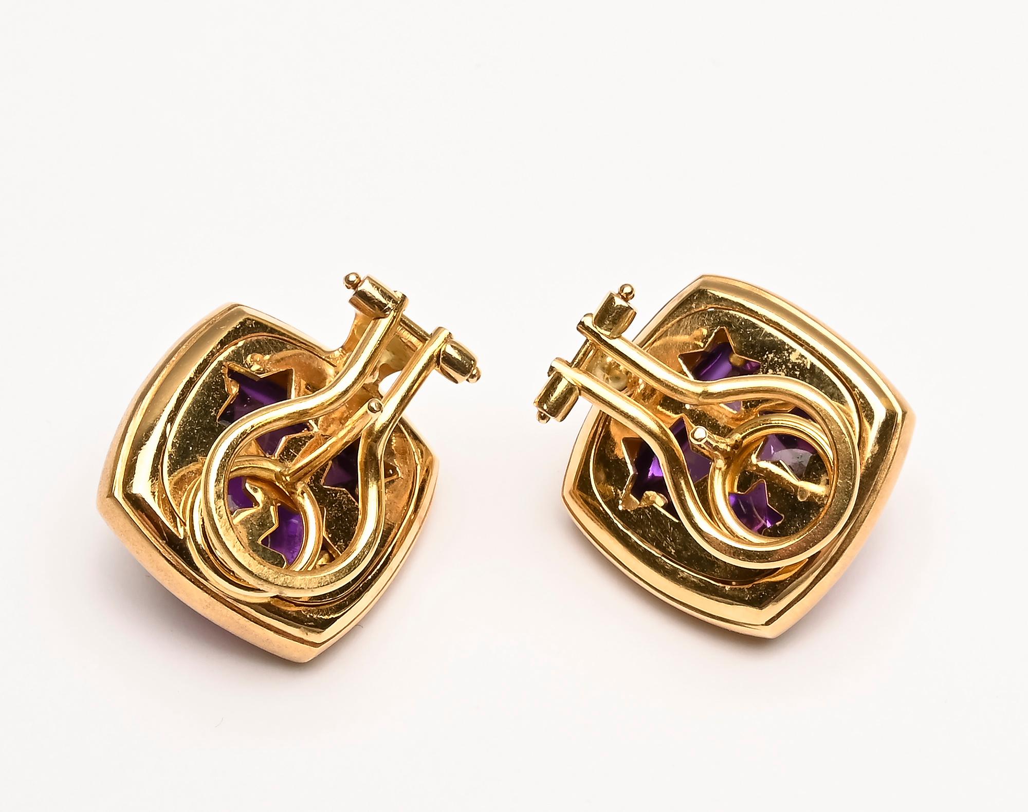 H. Stern Amethyst and Diamond Earrings In New Condition For Sale In Darnestown, MD