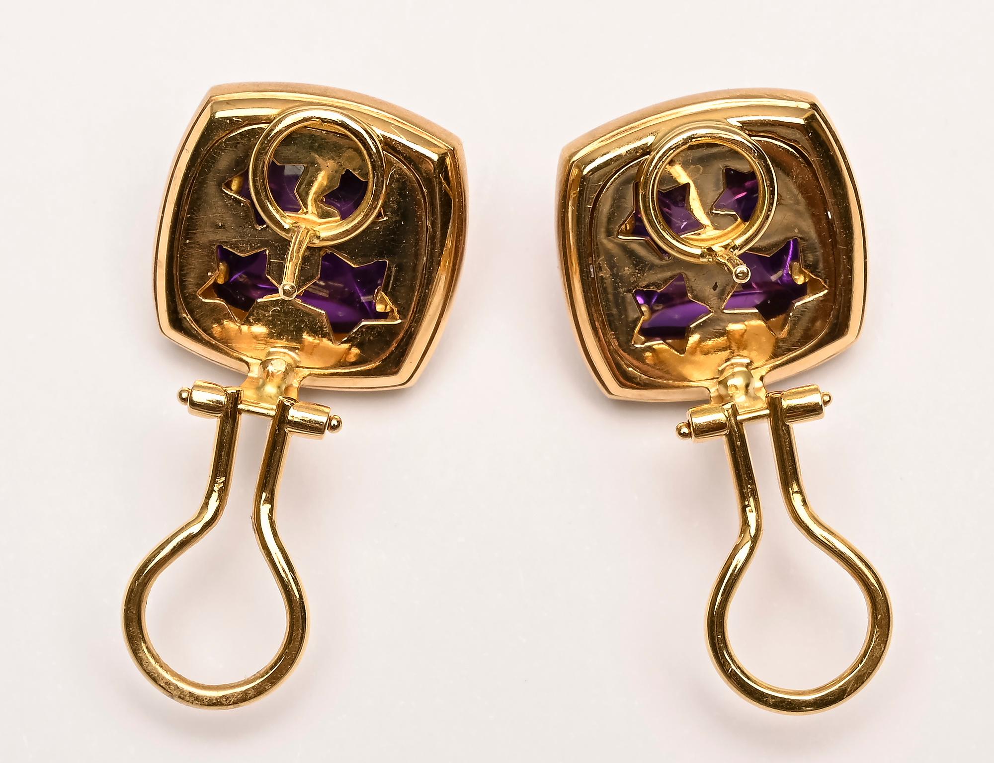 Women's or Men's H. Stern Amethyst and Diamond Earrings For Sale