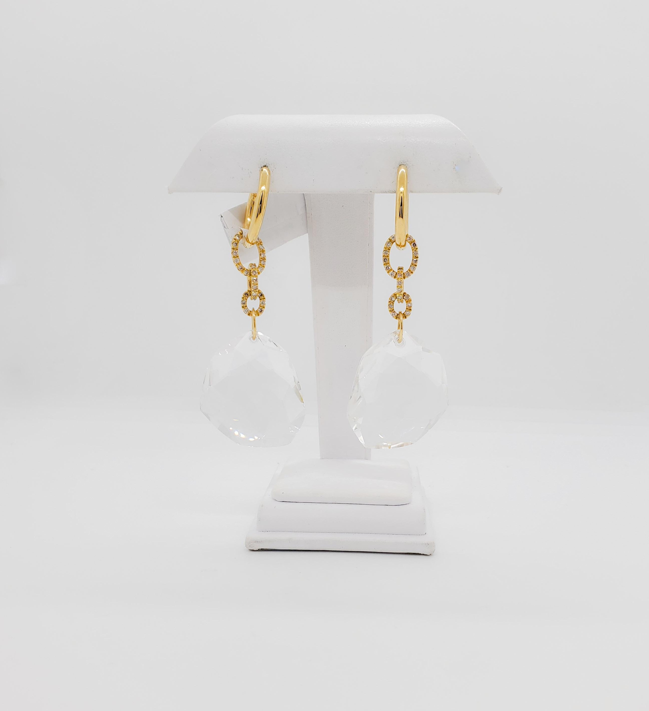 Uncut H. Stern and DVF Collaboration Dangle Earrings with Diamonds in 18k Yellow Gold