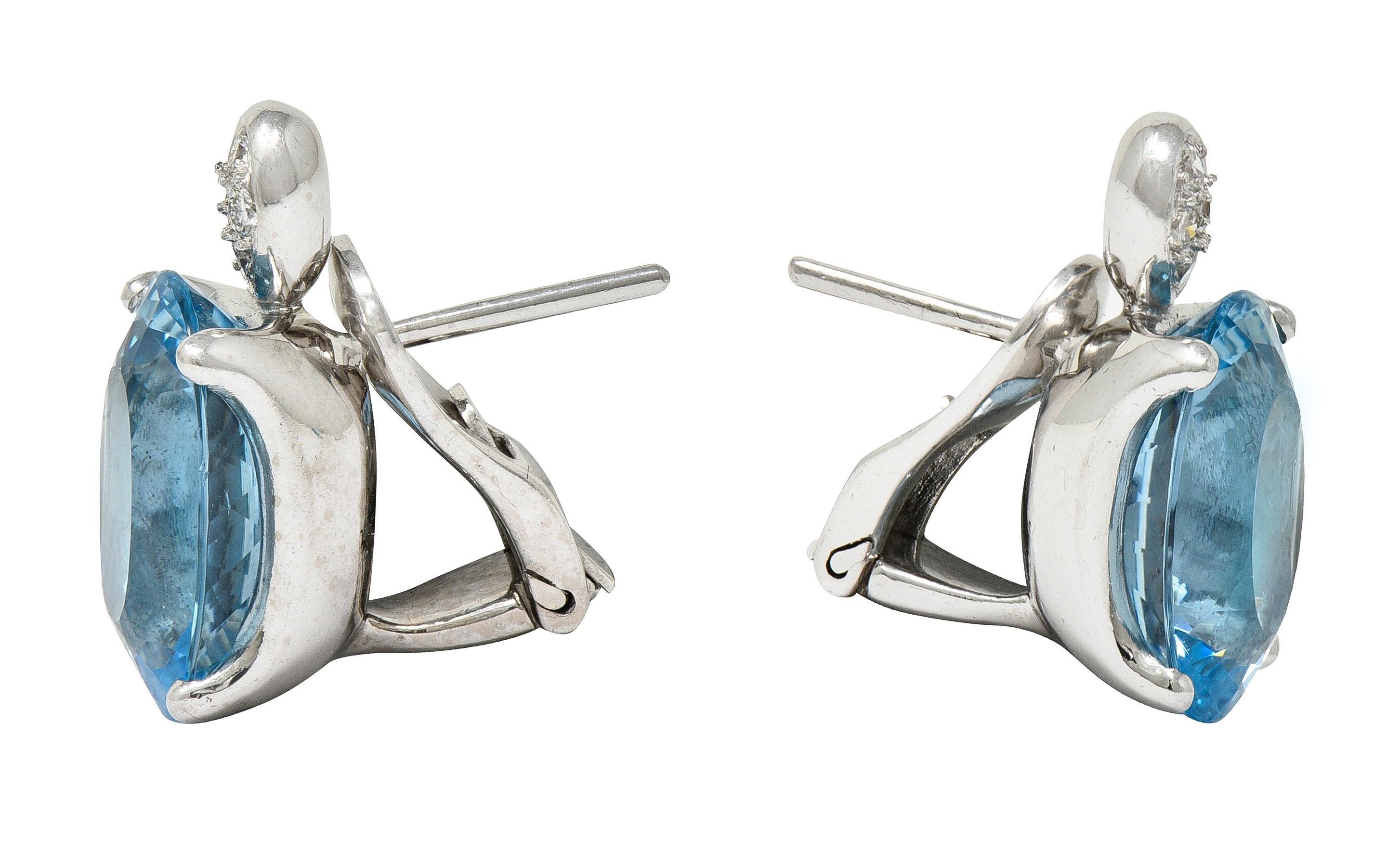 H. Stern Pendientes Aguamarina Diamante Oro Blanco 18 Kilates Corte mixto