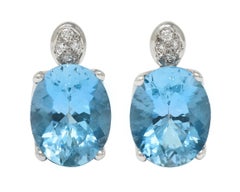 H. Stern Pendientes Aguamarina Diamante Oro Blanco 18 Kilates