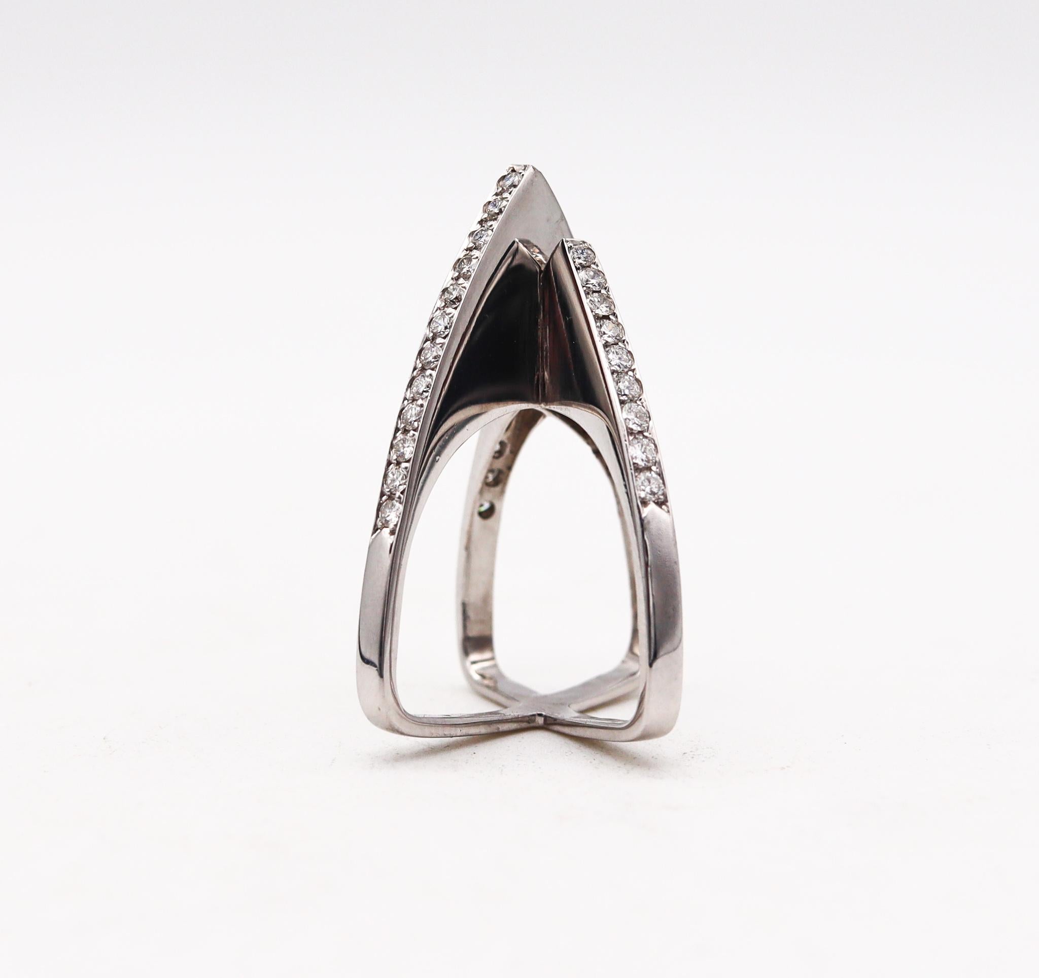 H. Stern Architectural Geometric Cocktail Ring 18Kt White Gold 1.05 Cts Diamonds For Sale 1