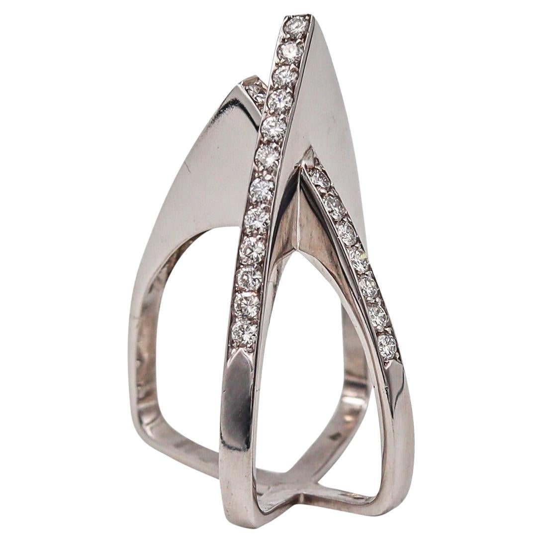 H. Stern Architectural Geometric Cocktail Ring 18Kt White Gold 1.05 Cts Diamonds For Sale