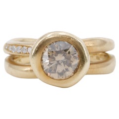 H. Bague Stern en or jaune 18 carats sertie d'un diamant de 1,55 carat et de couleur Brown Cognac 