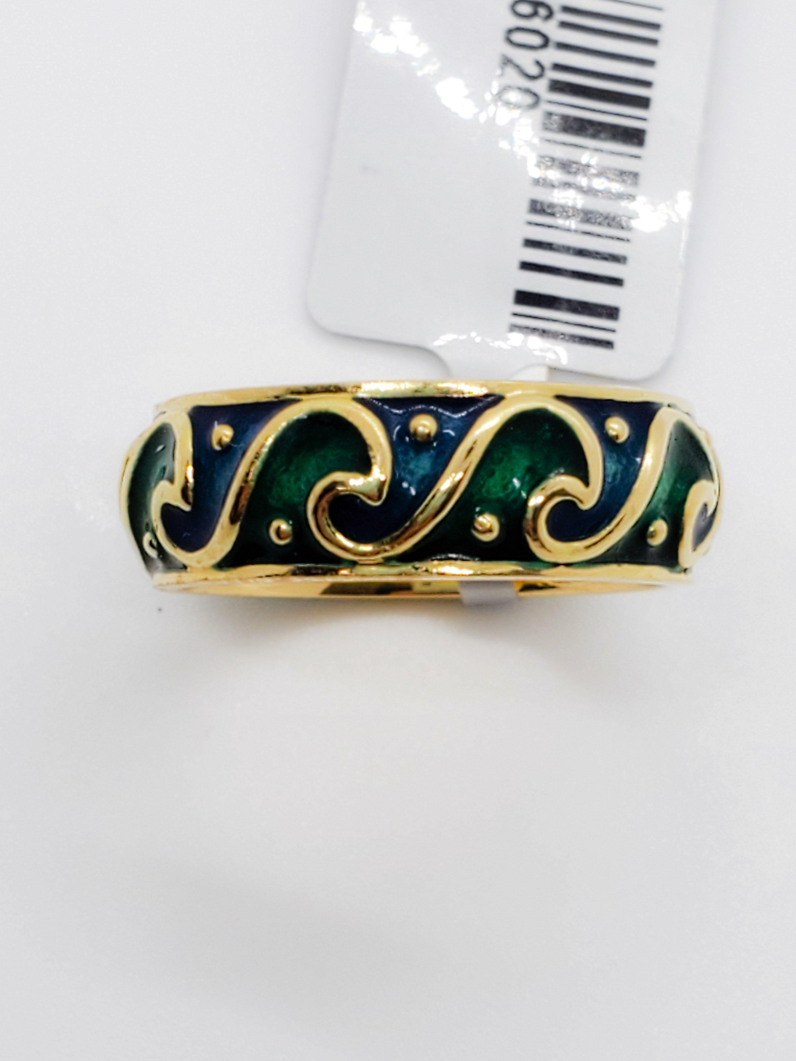 H. Stern Estate  Blue & Green Enamel 18K Yellow Gold 5.65gr Ring Approx.Wt. Size 6
