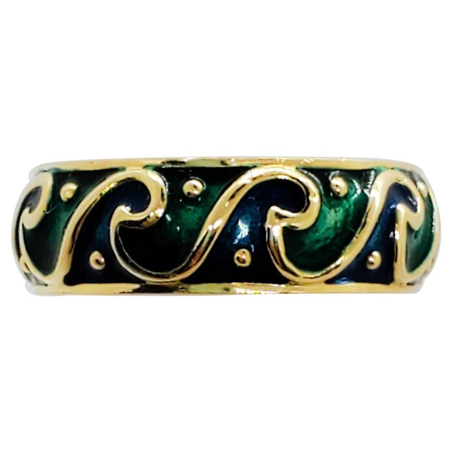 H. Stern Blue and Green Enamel Ring