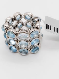 H. Stern Blue Topaz Oval Cabochon Ring in 18 Karat White Gold