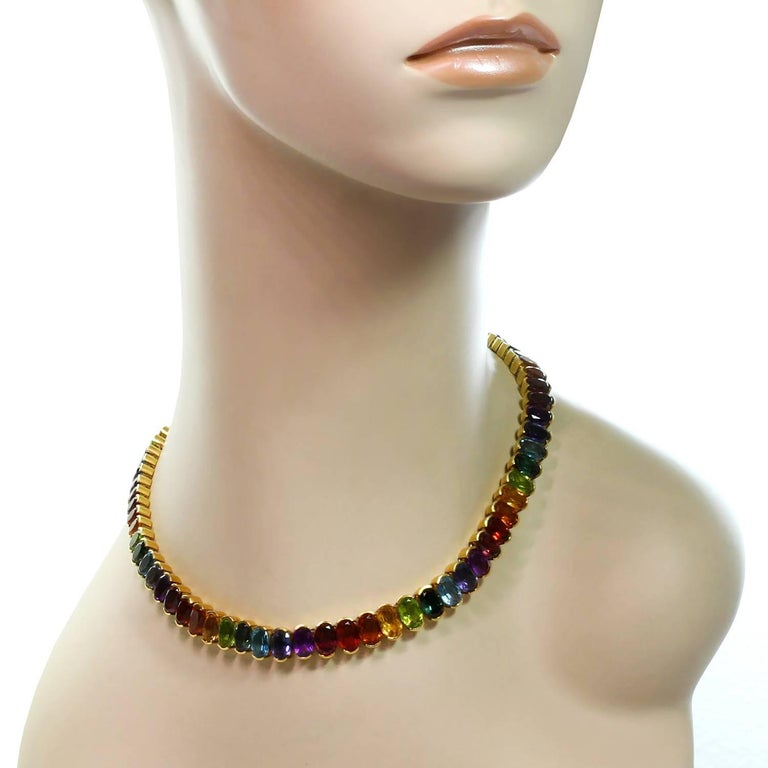 H. Stern Brazil Multi-Color Gemstone Yellow Gold Necklace ...