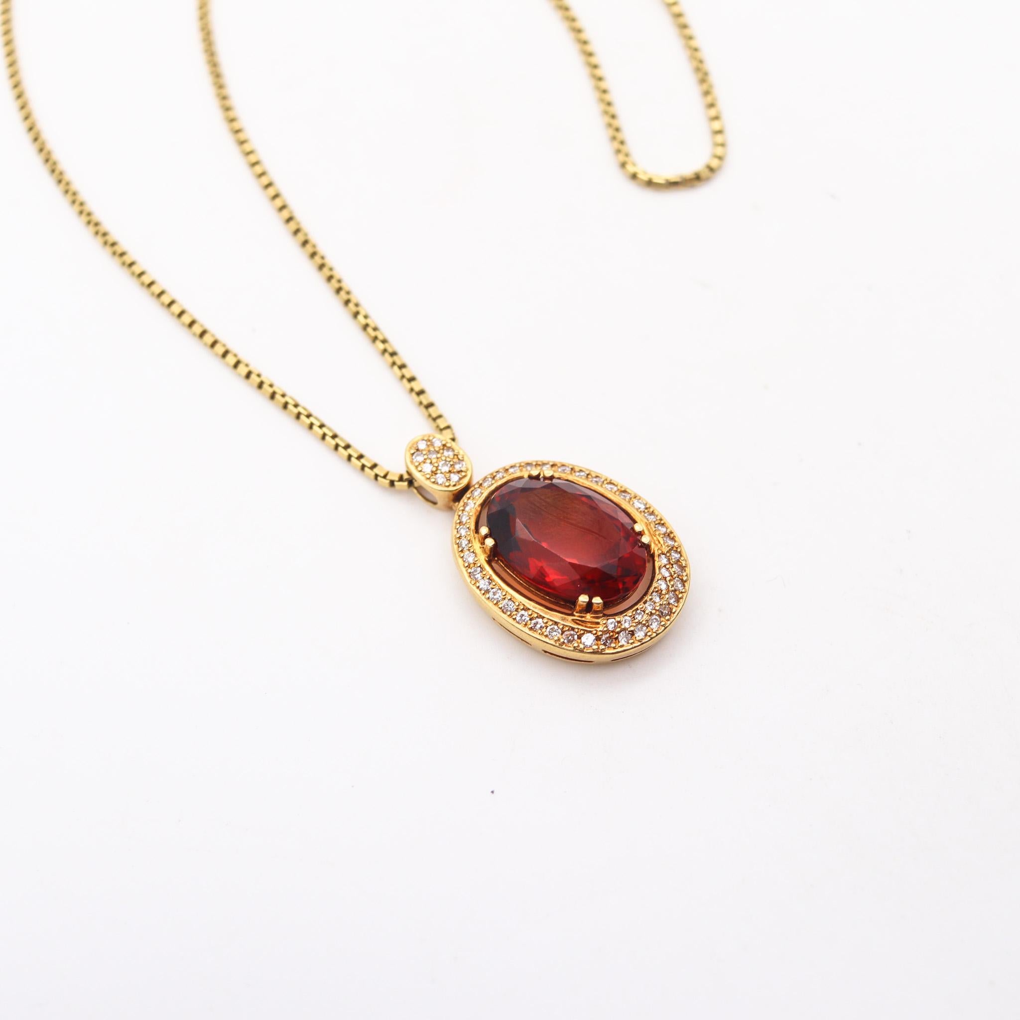 Modernist H Stern Brazil Necklace Pendant In 18Kt Gold With 14.77 Cts In Spinel & Diamonds For Sale