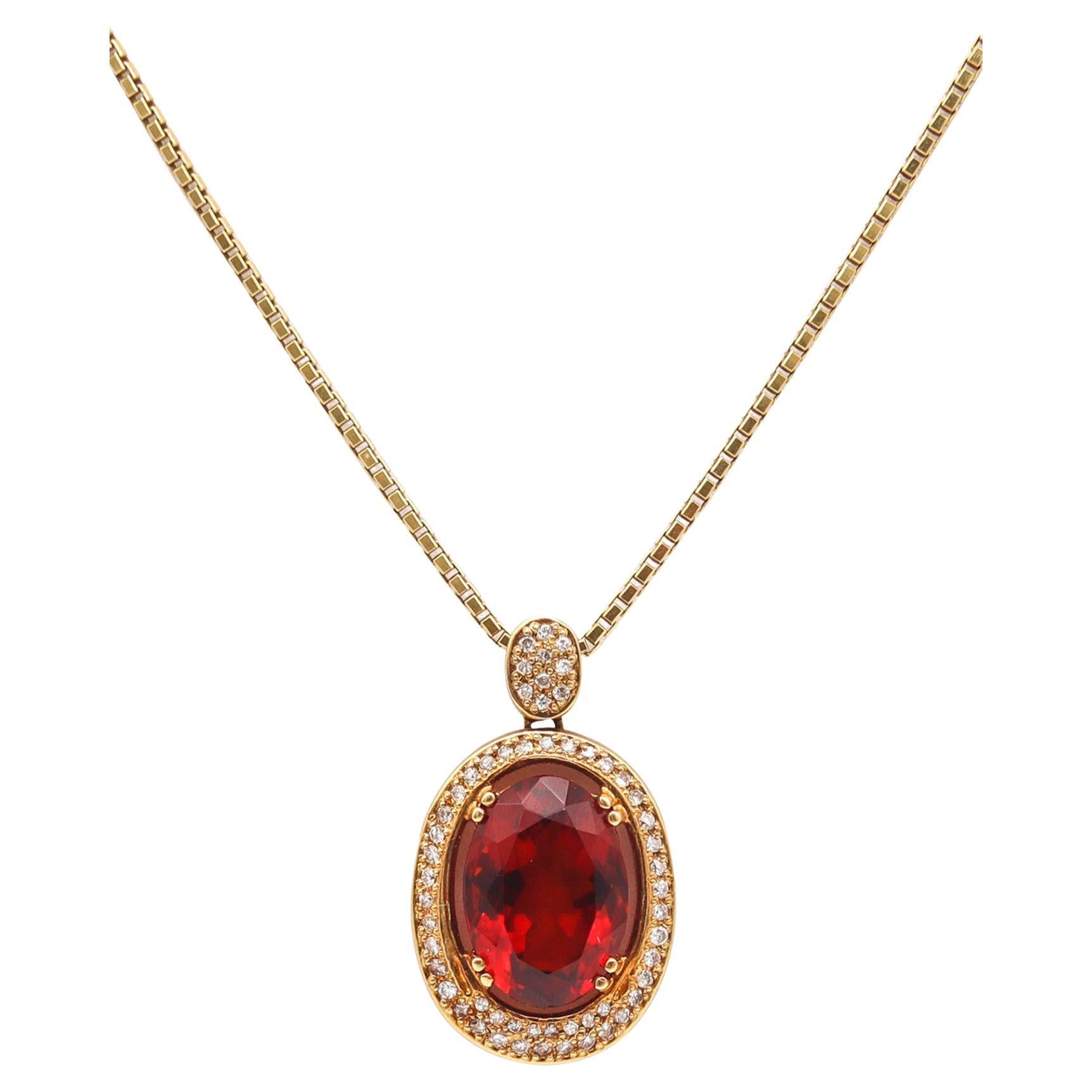 H Stern Brazil Necklace Pendant In 18Kt Gold With 14.77 Cts In Spinel & Diamonds