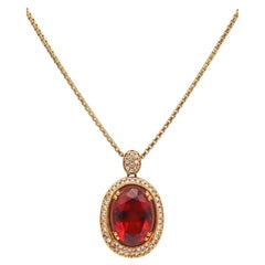 Vintage H Stern Brazil Necklace Pendant In 18Kt Gold With 14.77 Cts In Spinel & Diamonds