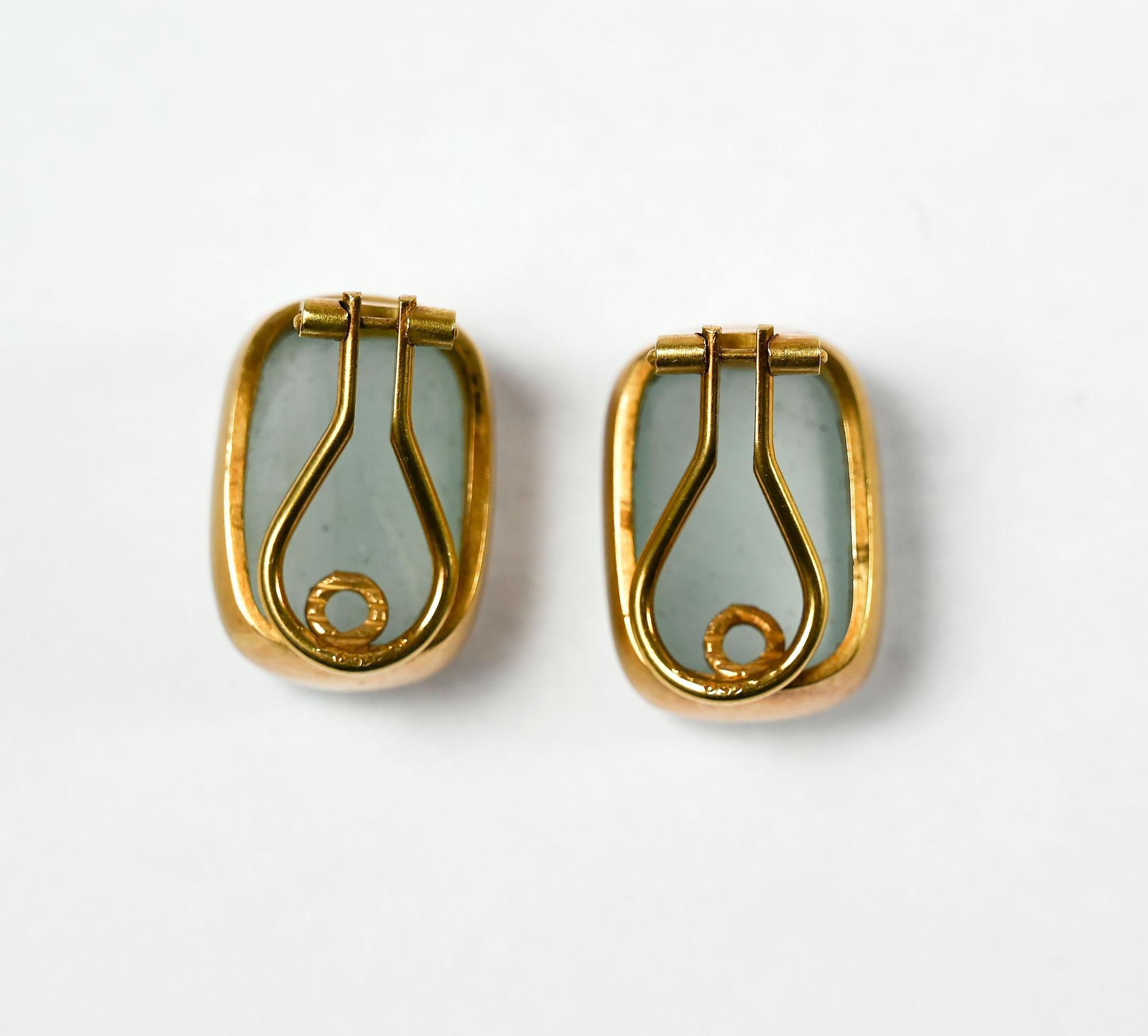 Cabochon H. Stern Chryoprase Gold Earrings For Sale