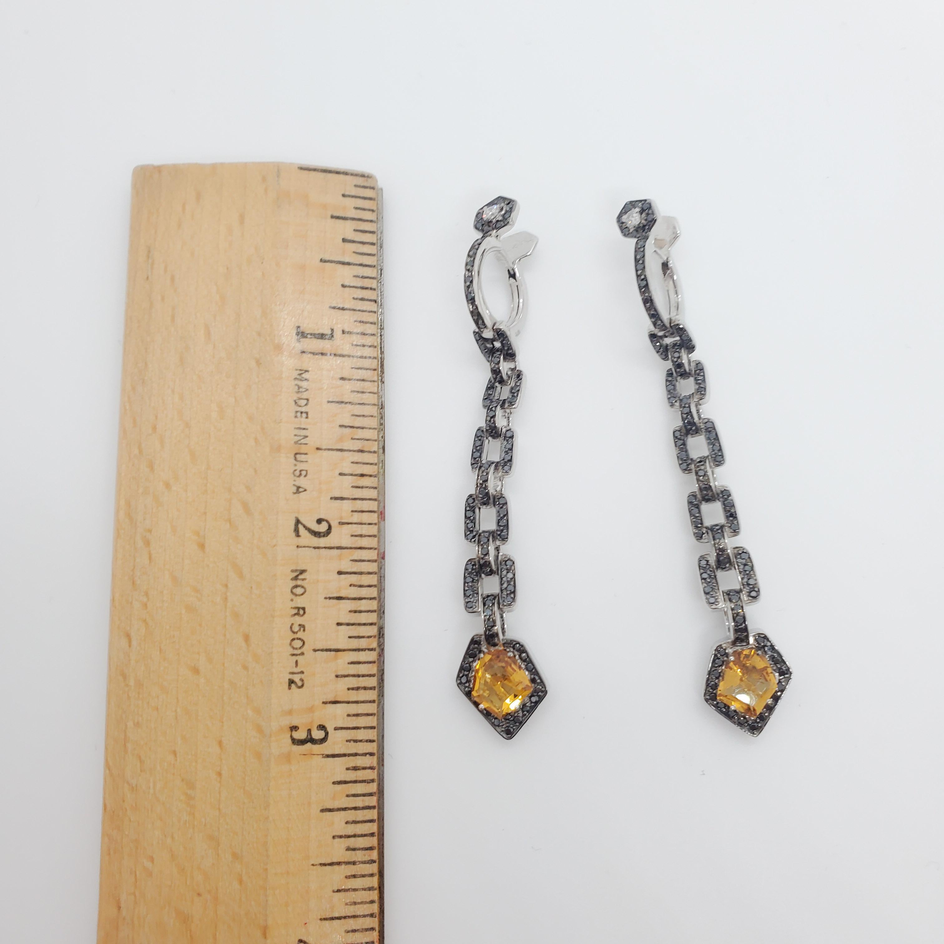 Women's or Men's H. Stern Citrine and White Diamond Dangle Earrings in 18kyg  For Sale
