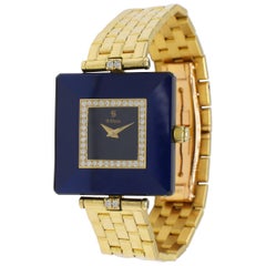 H. Stern Classic 18 Karat Gelbgold Blauer Saphir und Diamant Dress Watch