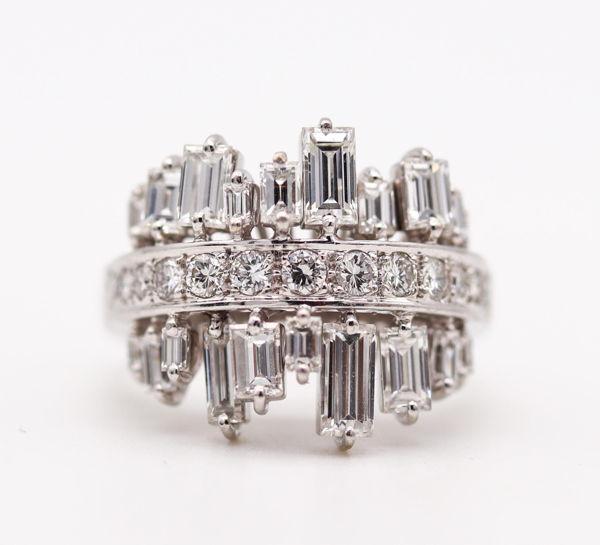Modern H. Stern Cluster Cocktail Ring In 18Kt White Gold With 2.85 Ctw In VVS Diamonds For Sale