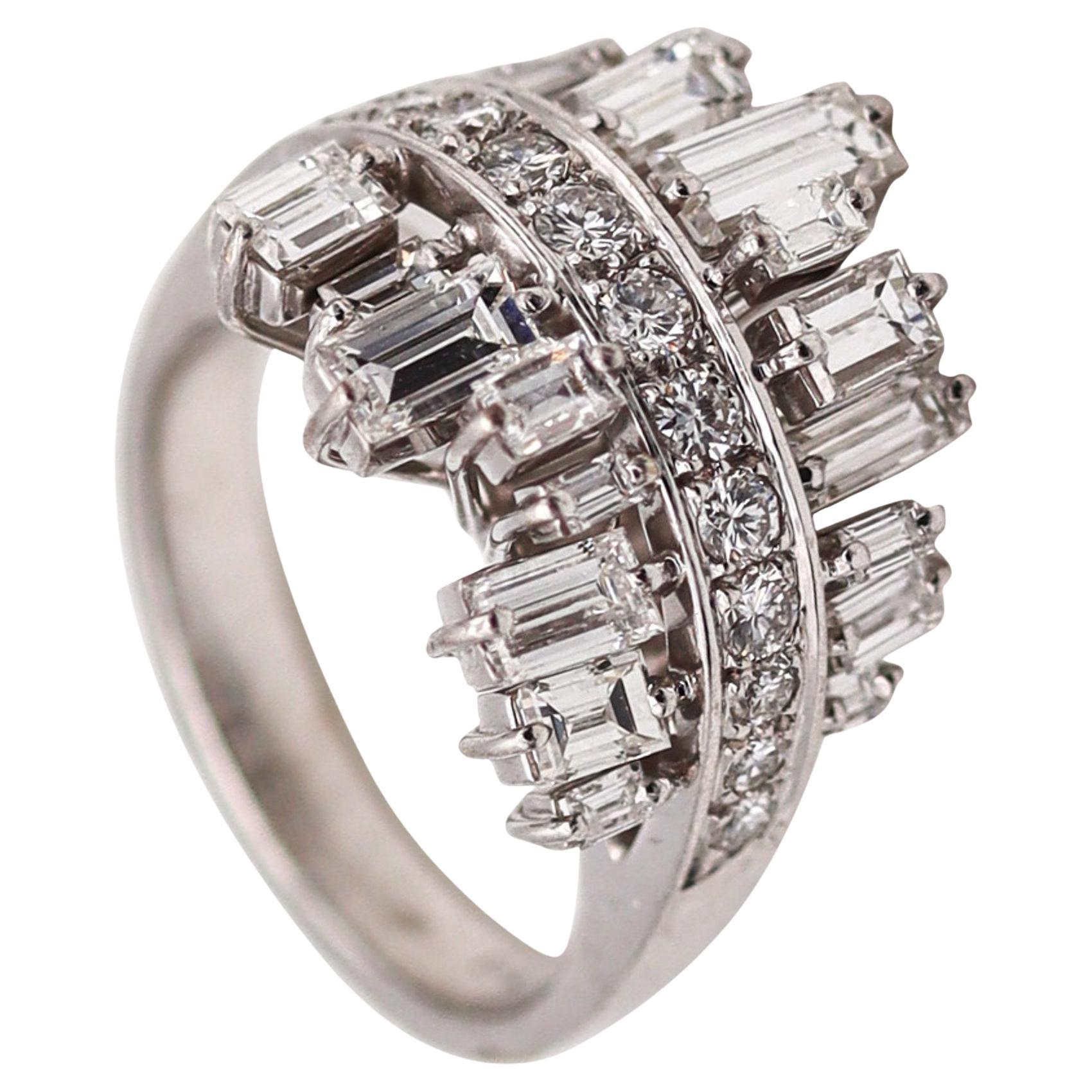 H. STERN Cluster Cocktail Ring In 18Kt White Gold With 2.85 Ctw In VVS Diamonds
