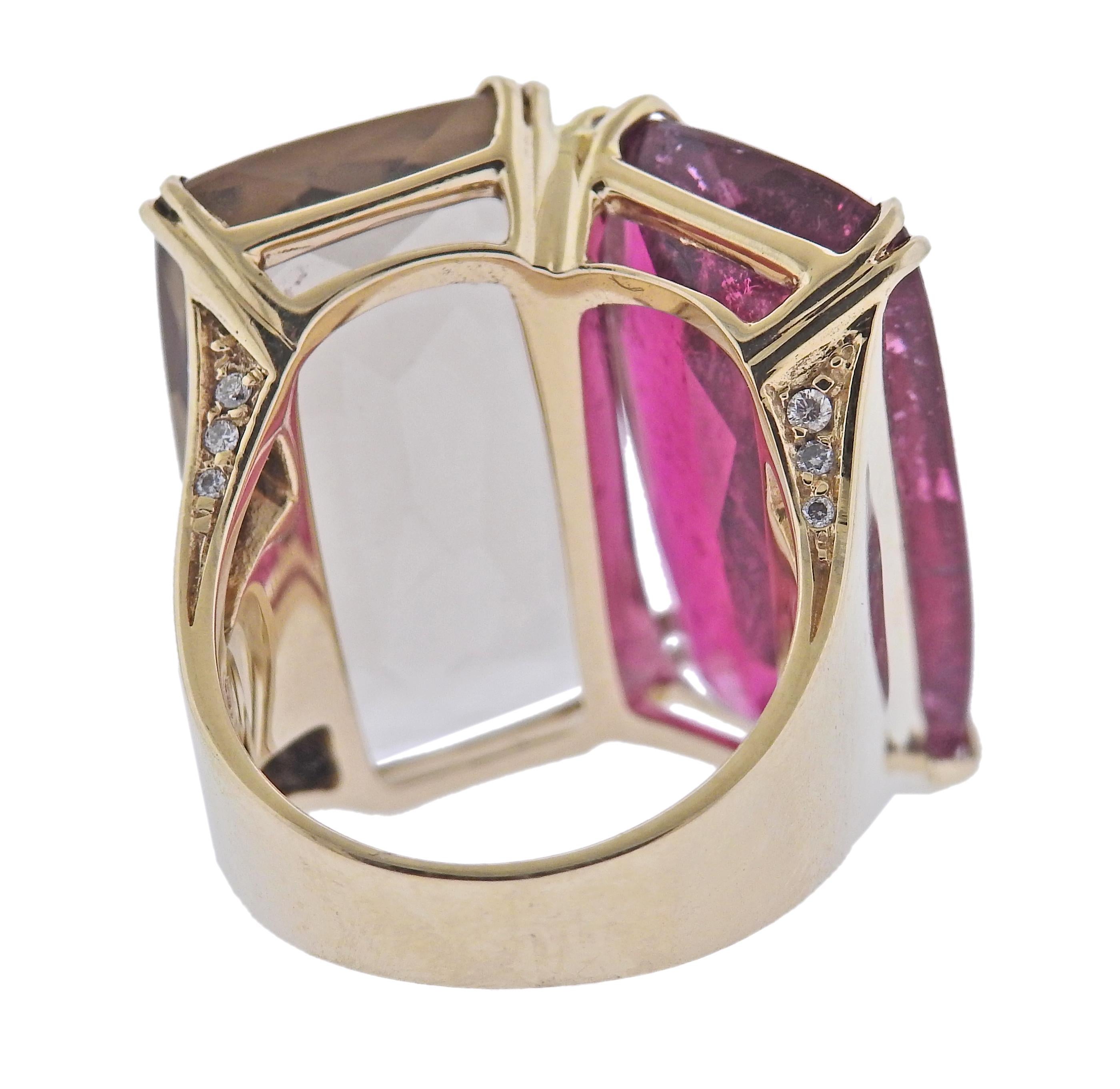 Cobblestone 18k Gold Diamant-Turmalin-Quarz-Ring von H. Stern (Rundschliff) im Angebot