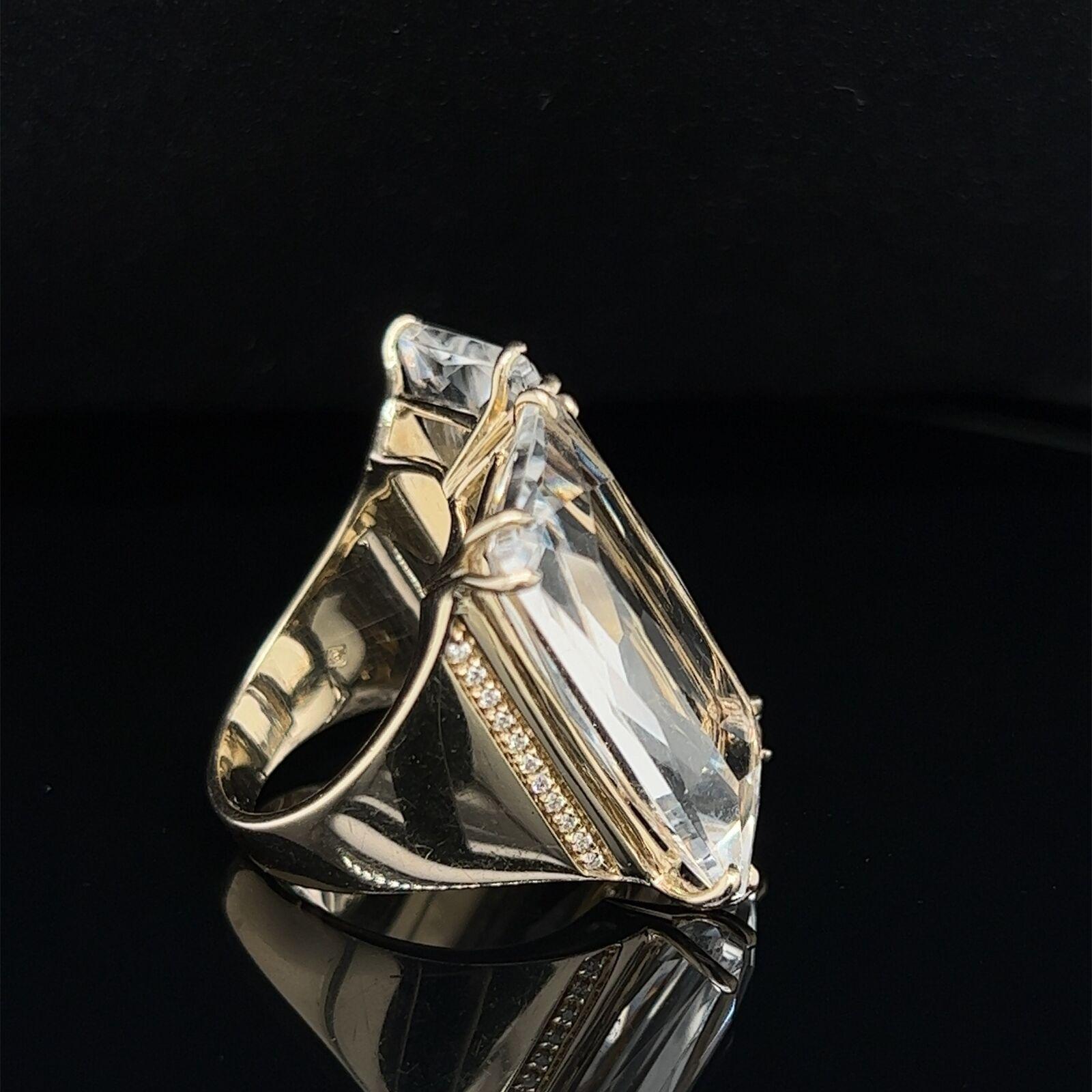 Quadratischer H. Stern Cobblestone 18k Gelbgold Bergkristall & Diamanten Quadratischer Ring im Zustand „Hervorragend“ im Angebot in Boca Raton, FL
