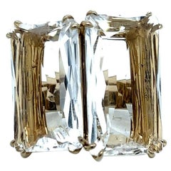 H. Stern Cobblestone 18k yellow Gold Rock Crystal & Diamonds Square Ring
